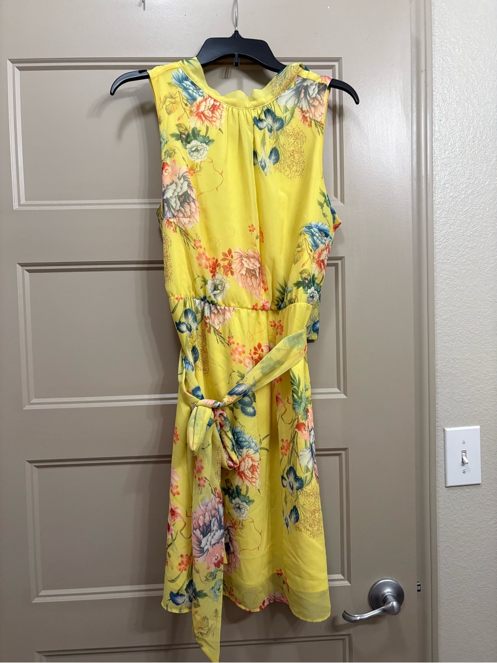 Yellow Floral Tie-Waist Sundress